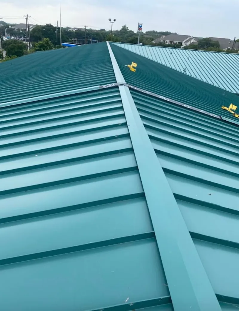 Green commercial metal roof ridge and valley for Metal Roof Repair in Ojus